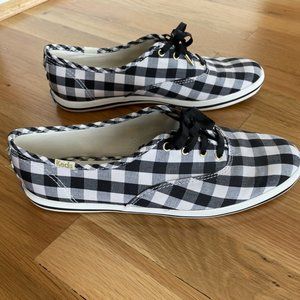 Kate Spade Keds sneaker  Size 8   White/Navy plaid